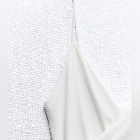 Zara White Dress with Ruching - Picture 7 of 8